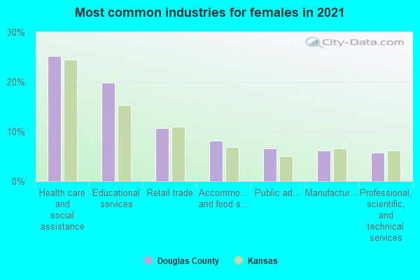 Most common industries for females in 2022