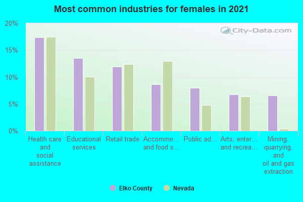 Most common industries for females in 2022