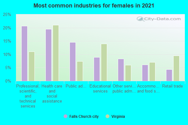 Most common industries for females in 2022