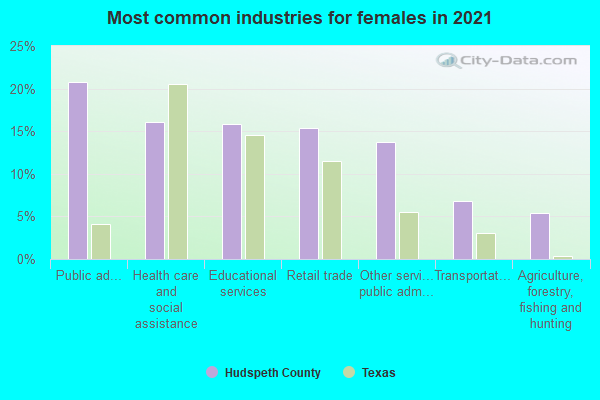 Most common industries for females in 2022