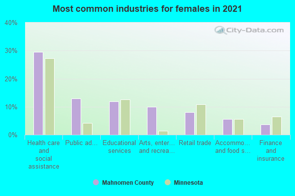 Most common industries for females in 2022