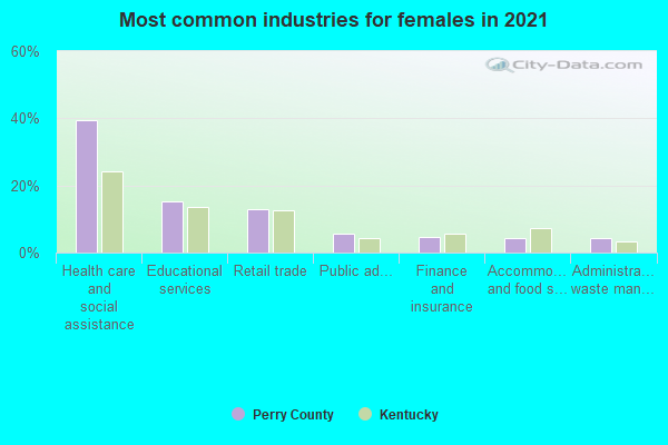 Most common industries for females in 2022