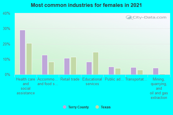 Most common industries for females in 2022