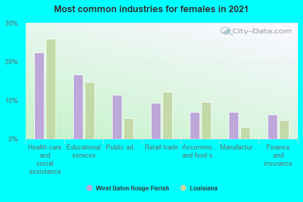 Most common industries for females in 2022