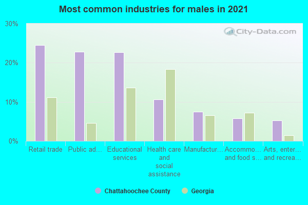 Most common industries for males in 2022