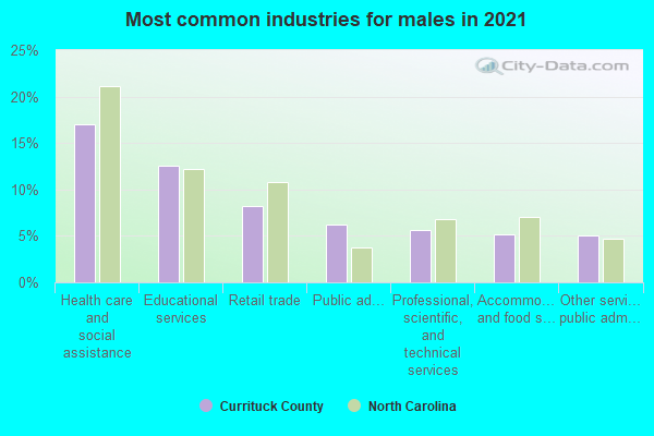 Most common industries for males in 2022