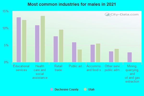 Most common industries for males in 2022