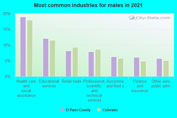 Most common industries for males in 2022