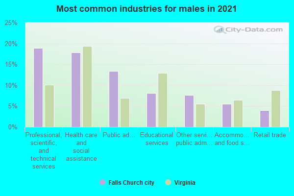 Most common industries for males in 2022