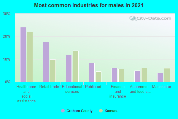 Most common industries for males in 2022