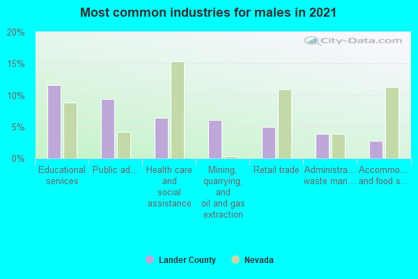 Most common industries for males in 2022