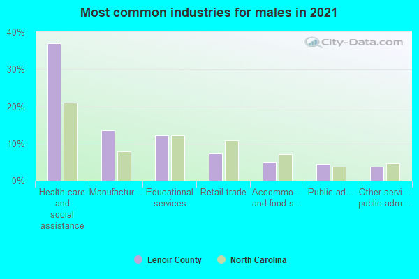 Most common industries for males in 2022