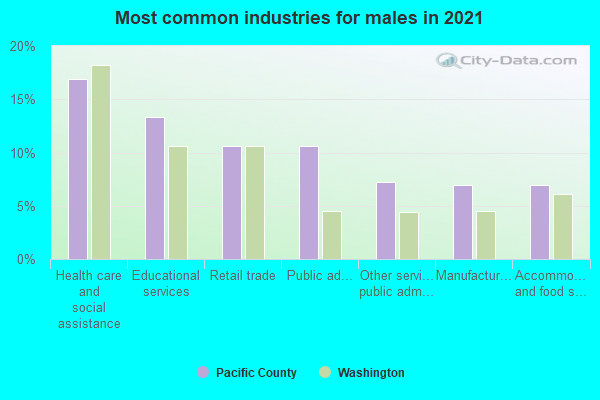 Most common industries for males in 2022