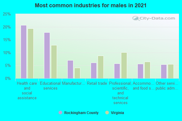 Most common industries for males in 2022