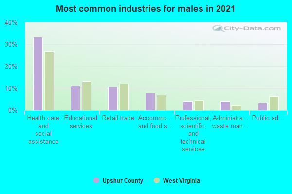 Most common industries for males in 2022