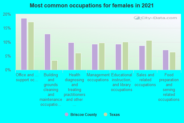 Most common occupations for females in 2022