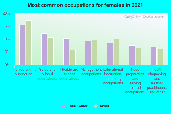 Most common occupations for females in 2022