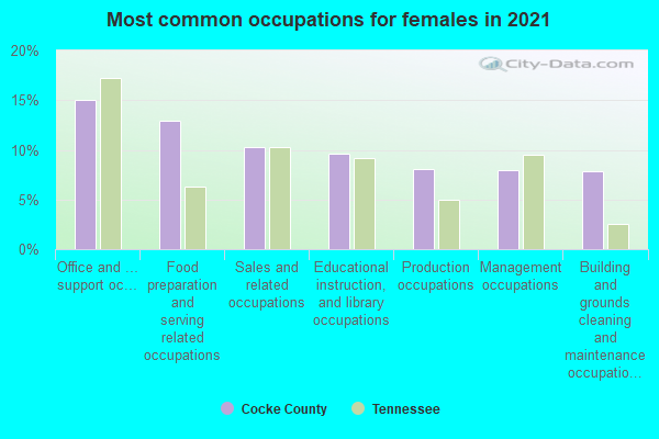 Most common occupations for females in 2022