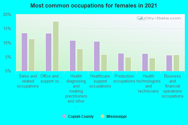 Most common occupations for females in 2022