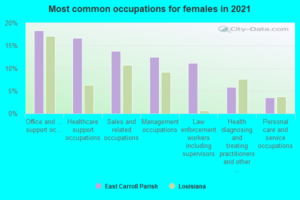 Most common occupations for females in 2022