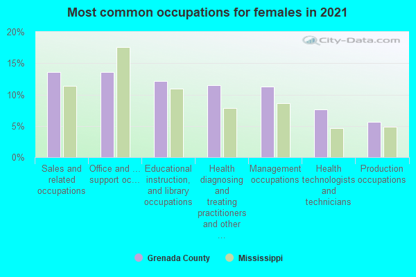 Most common occupations for females in 2022