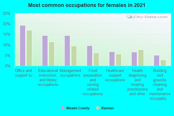 Most common occupations for females in 2022