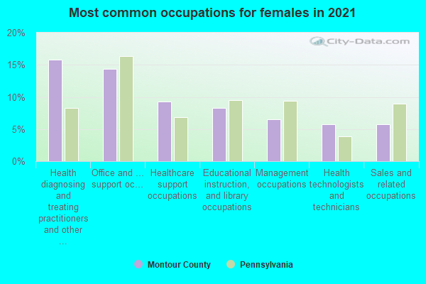 Most common occupations for females in 2022