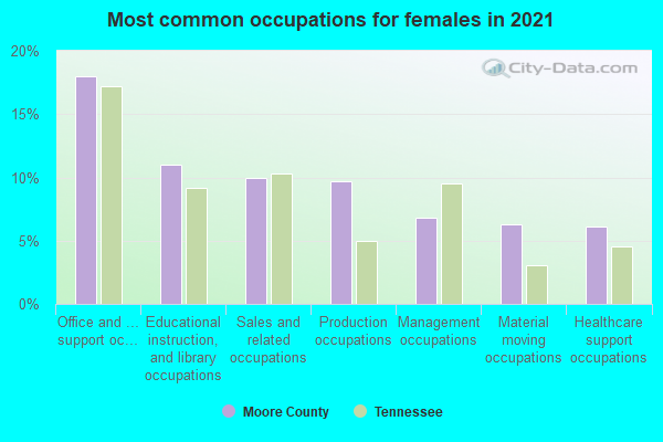 Most common occupations for females in 2022