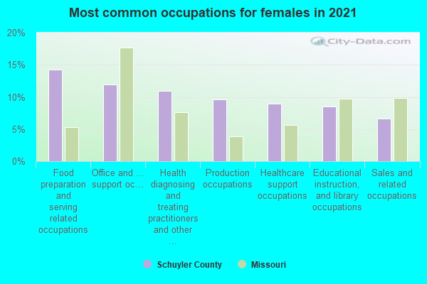 Most common occupations for females in 2022