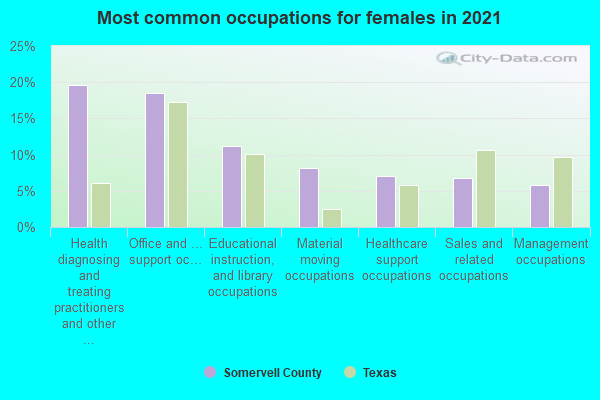 Most common occupations for females in 2022