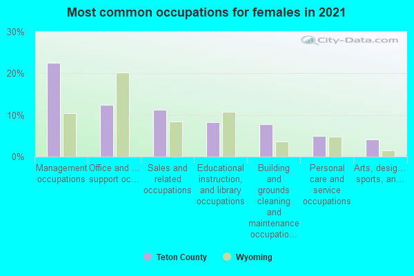 Most common occupations for females in 2022