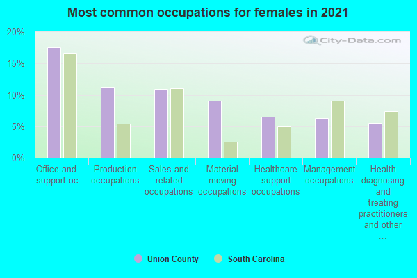 Most common occupations for females in 2022