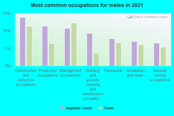 Most common occupations for males in 2022