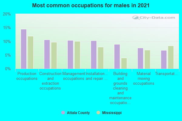 Most common occupations for males in 2022