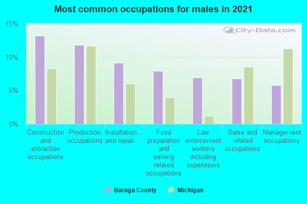 Most common occupations for males in 2022