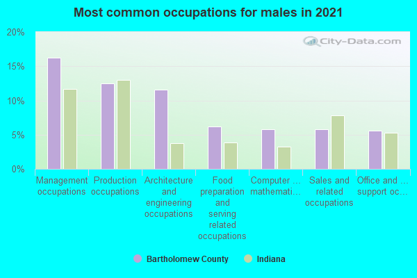 Most common occupations for males in 2022