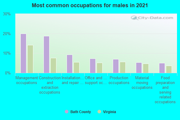 Most common occupations for males in 2022