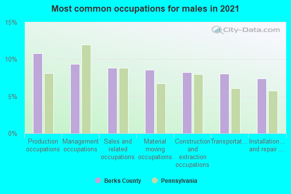 Most common occupations for males in 2022