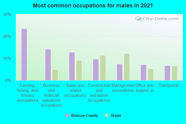 Most common occupations for males in 2022