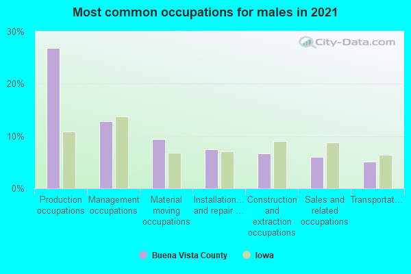 Most common occupations for males in 2022