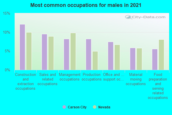 Most common occupations for males in 2022