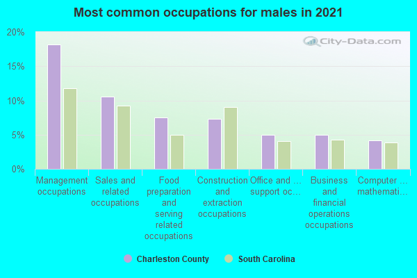 Most common occupations for males in 2022