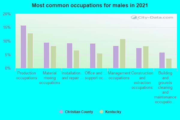 Most common occupations for males in 2022