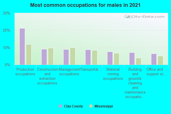 Most common occupations for males in 2022