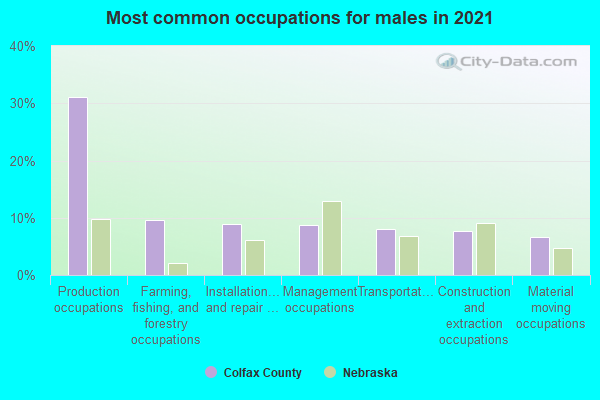 Most common occupations for males in 2022