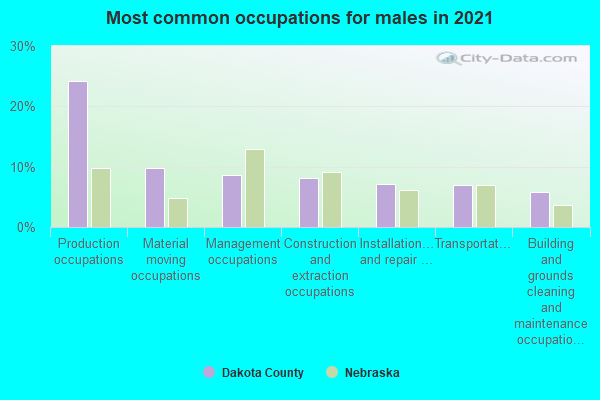 Most common occupations for males in 2022