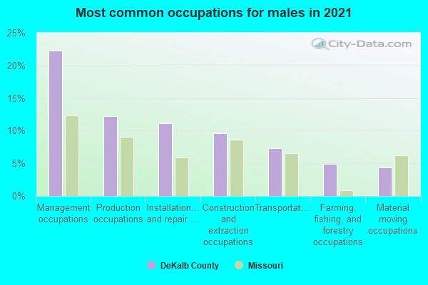 Most common occupations for males in 2022