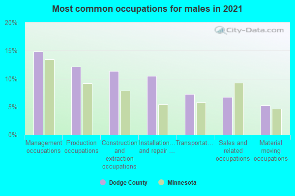 Most common occupations for males in 2022