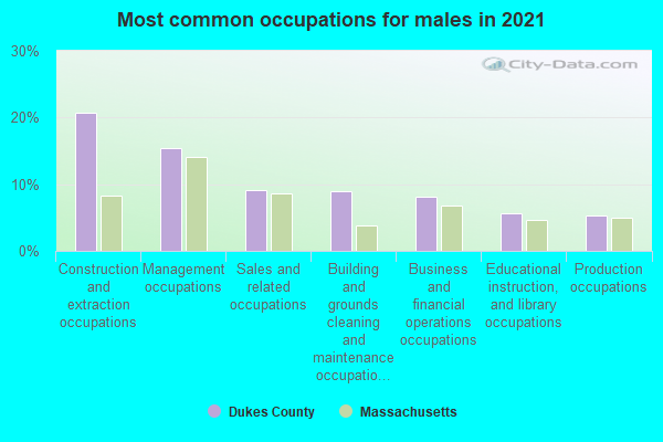 Most common occupations for males in 2022