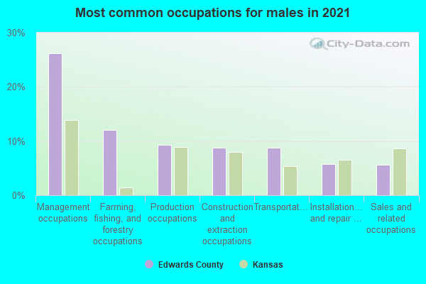 Most common occupations for males in 2022